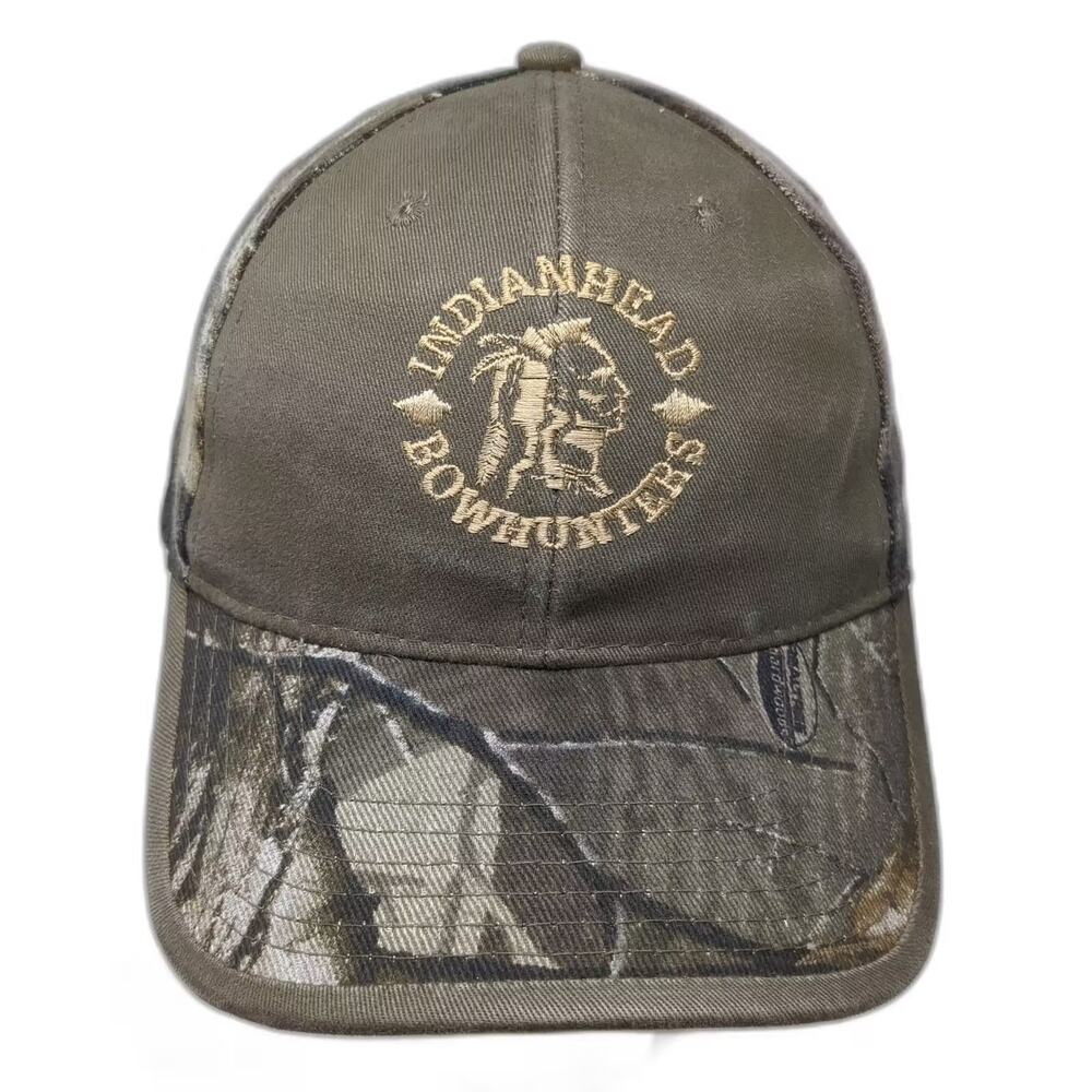 Kati Baseball Cap Green Brown Slideback OS Indianhead Bowhunters Camo Hat Logo